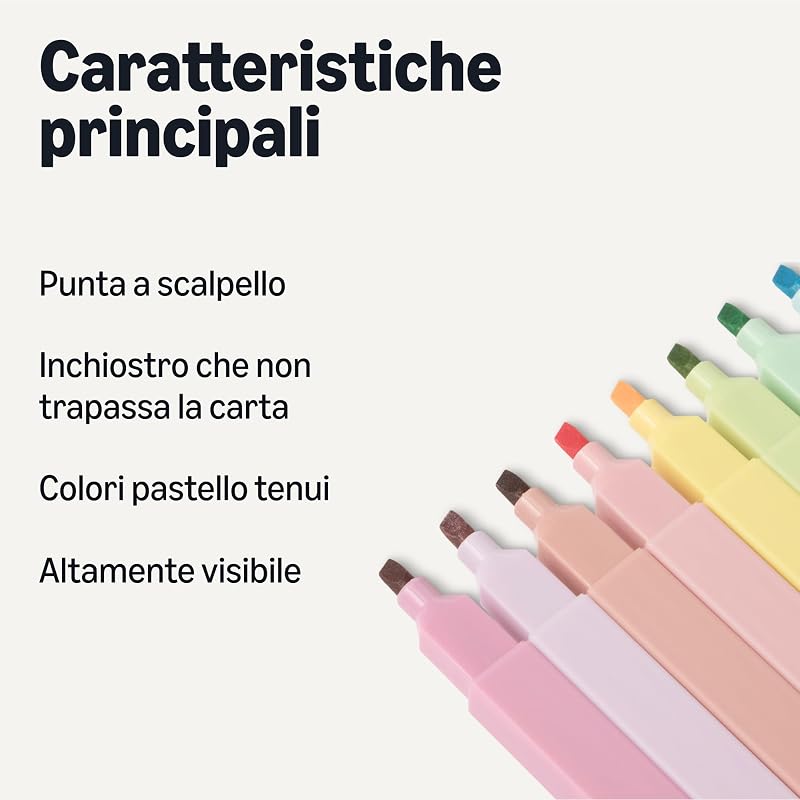 evidenziatori dai pastello con punta a scalpello e con inchiostro senza sbavature adatto anche per la Bibbia, confezione da 10, Assortito