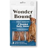 Amazon Brand - Wonder Bound Braided Bully Sticks, All-Natural, Highly Digestible, Long Lasting Dog Beef Treats, 6 inch, 3 Count
