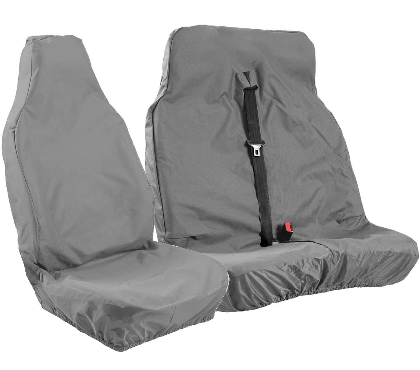 Carseatcover-UK® Xtra Heavy Duty Rugged Waterproof Van Seat Covers Set - Universal Fit Single + Double Bench, Van Accessories, Hardwearing Seat Protector, Grey