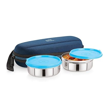 Cello Max Fresh Super Steel Lunch Box Set, 2-Pieces, Blue