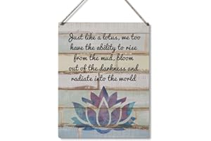 QIOUS Inspirational Gift Signs Just Like a Lotus We Too Have the Ability to Rise Wooden Hanging Sign Rustic Wall Art Home Decoration 10 x 8 Inches…