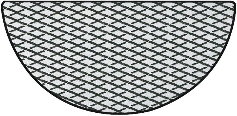 18" x 36" Half Round Door Mat,Math Geometry Inspired Minimalist Design with Brushstrokes Like Art Print Decorative Outdoor/Indoor Entry Rug,for Home Kitchen Office Standing Desk Mats,Charcoal Grey Whi