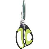 LIVINGO 10" Heavy Duty Multipurpose Shears for Shop &amp; Garden (Green/Black) | Forged Stainless Steel With Titanium Coating Cuts Fabric, Cardboard, Pruning Branches, Household Materials, Rust-resistant