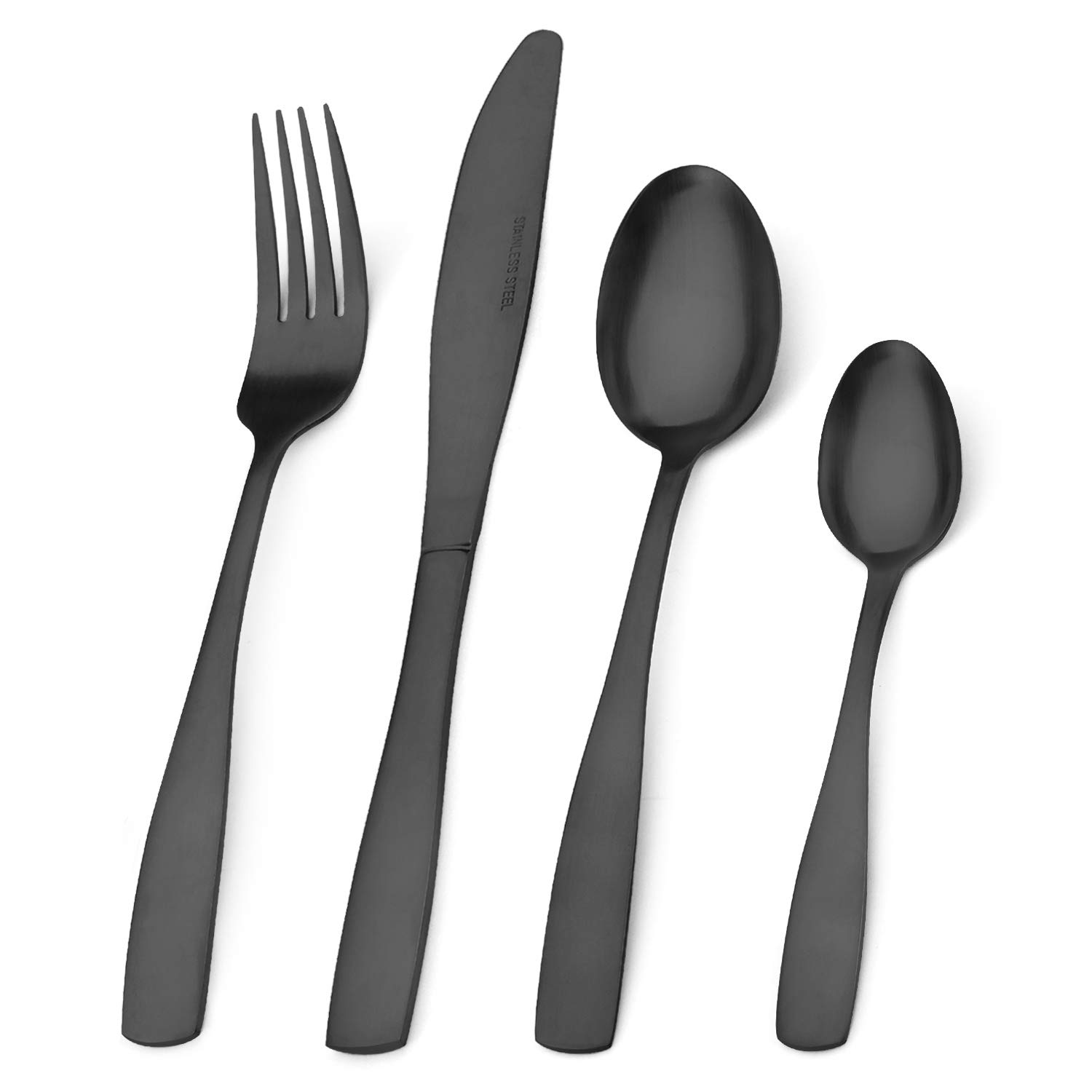 Bettlife Matte Black Cutlery Set - Stainless Steel Flatware & Silverware with Knife and Fork Set for 8, Dishwasher Safe & Easy Clean
