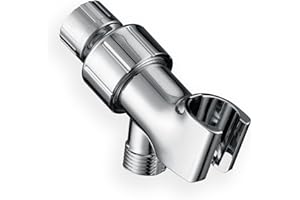 JASYA Adjustable Shower Head Holder for Handheld Shower Head Chrome Adjustable Shower Arm Mount for Connecting Shower Arm and Shower Hose, 1/2 Inch IPS Female Inlet and Male Outlet