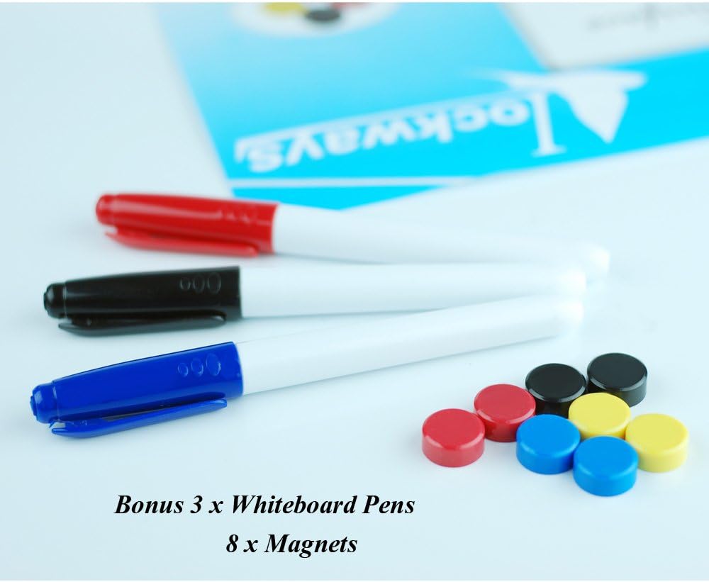 Lockways White Board Dry Erase Board 48 x 36 - Magnetic Whiteboard 4 X 3, Silver Aluminium Frame, Set Including 1 Detachable Aluminum Marker Tray, 3 Dry Erase Markers, 8 Magnets : Office Products