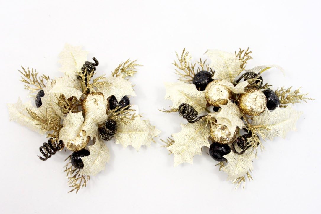 Christmas Candle Ring Metallic Holly. Black and Gold for 1" Dinner