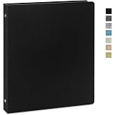 Vienrose Linen 3 Ring Binder 1 Inch, Letter Size, Black | Round rings, 8.5'' x 11'' paper, school office home, recipe binder, dual pockets