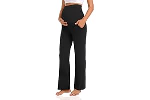 V VOCNI Women's Maternity Lounge Pants Pockets Stretchy Pregnancy Trousers Comfy Wide Leg Yoga Pajama Pants