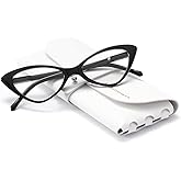HAITONGCR Lady's Lightweight Cat-Eye Blue Light Blocking Reading Glasses for Women Crown Plain light R1110