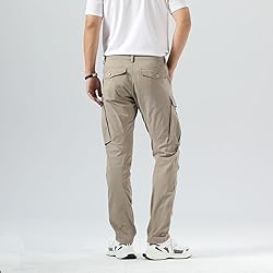Plaid&Plain Men's Cargo Pants Slim Fit with