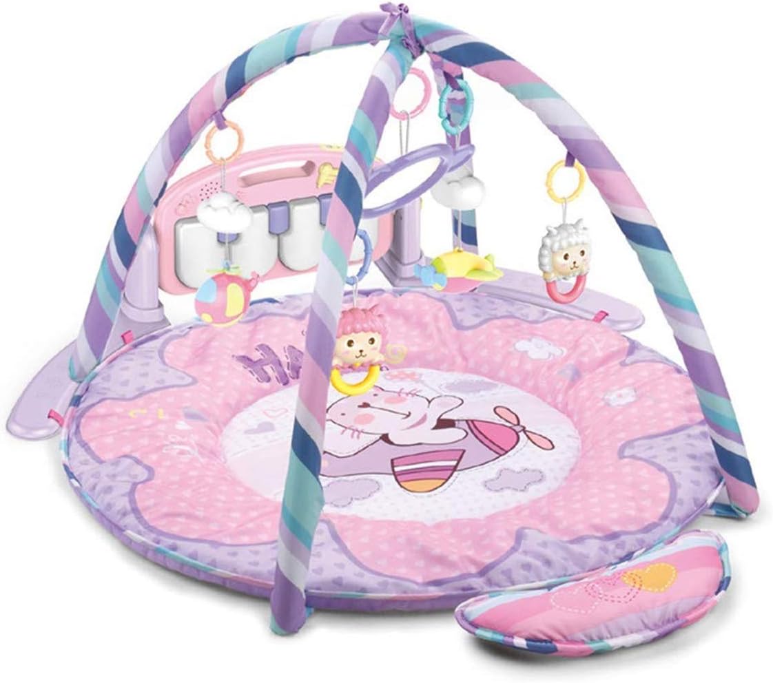 Meero London HE0611 New Born Pink Round Play mat Gym with Large Key Board 4 in 1 Kick & Play Activity Centre, Fun Animals