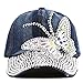 The Hat Depot Bling Rhinestone Butterfly Washed Cap (Denim Blue)