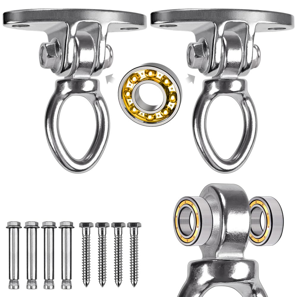SELEWARE Stainless Steel SUS 304 Swing Hangers Heavy Duty Swing Hooks Ceiling Swing Mount Hardware for Playground Swing Set Porch Swing Hammock Chair Heavy Bag Yoga Swing 2000 lbs Capacity 2 Pack