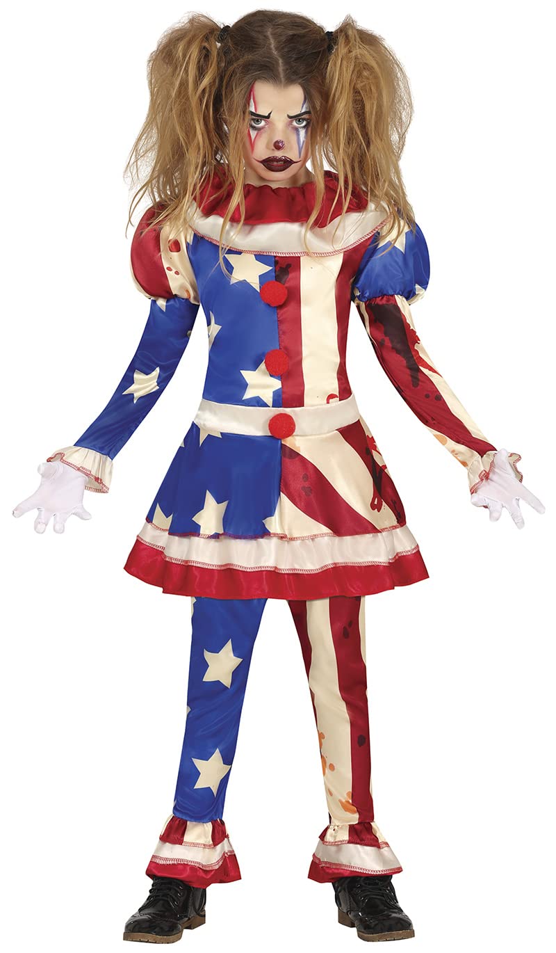 FIESTAS GUIRCA Evil American USA Clown Fancy Dress for Girls - Kids Halloween Costume - Halloween Girls Costumes 3-4 years