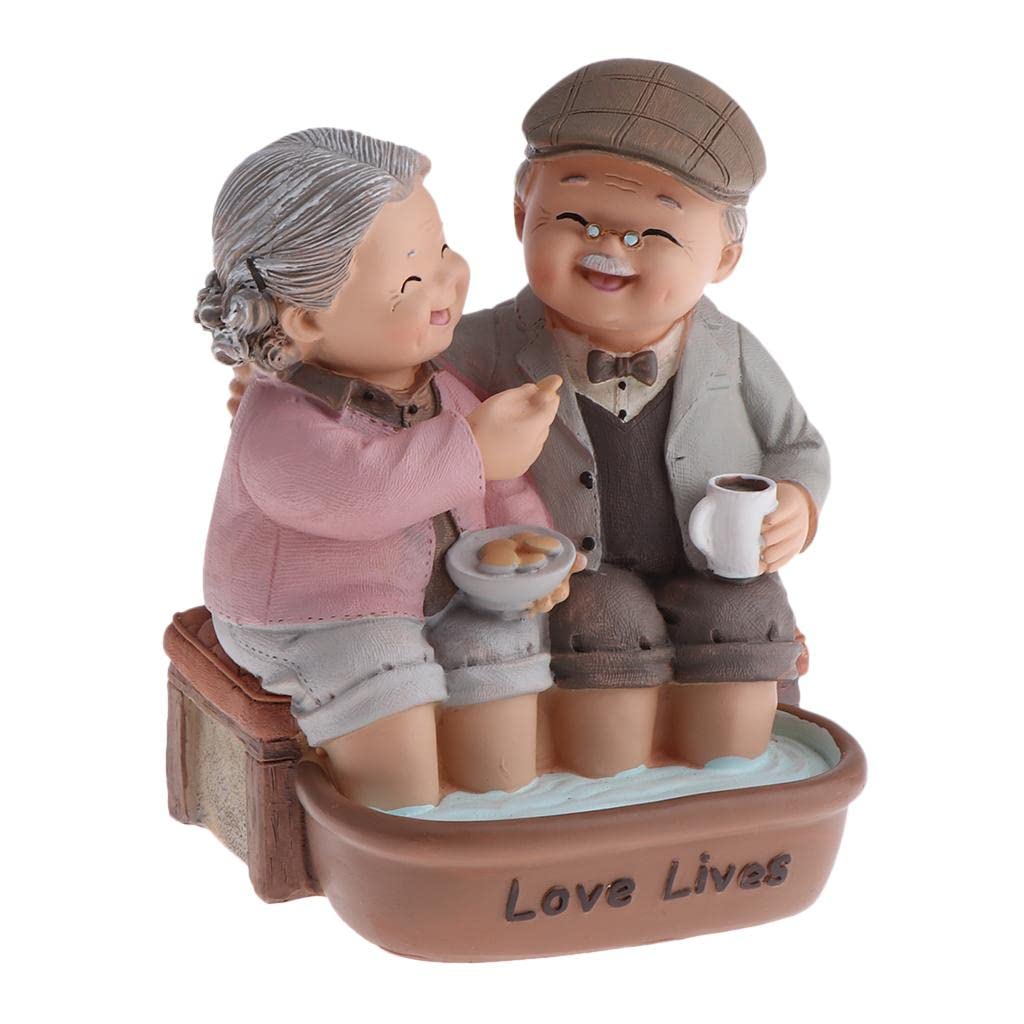 Perfeclan OLD MARRIED COUPLE FIGURE FIGURINE STATUES home and garden ORNAMENTS DECOR, Footbath