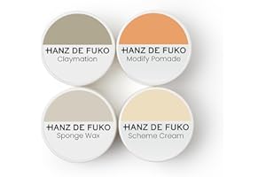Hanz de Fuko Deluxe Hair Care Kit – Super Styling Sampler Featuring Claymation, Sponge Wax, Modify Pomade, Scheme Cream – Ideal Texture Products for All Hair Types – 4 pack, Travel Size (0.25 oz Each)
