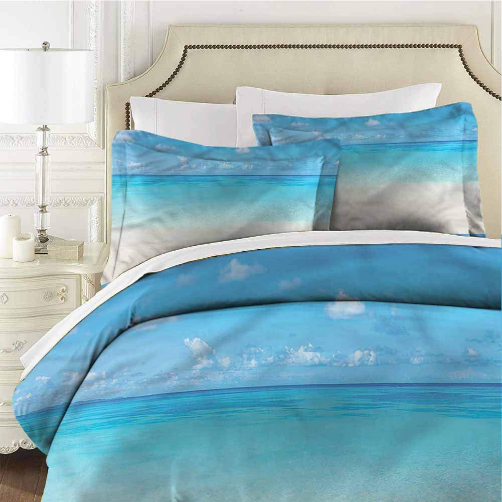 Ocean Comforter Bedding Set Carribean Sea Beach Full (80x90 inches) - 3 Pieces (1 Duvet Cover + 2 Pillow Shams) - Ultra Soft and Breathable Comforter Cover