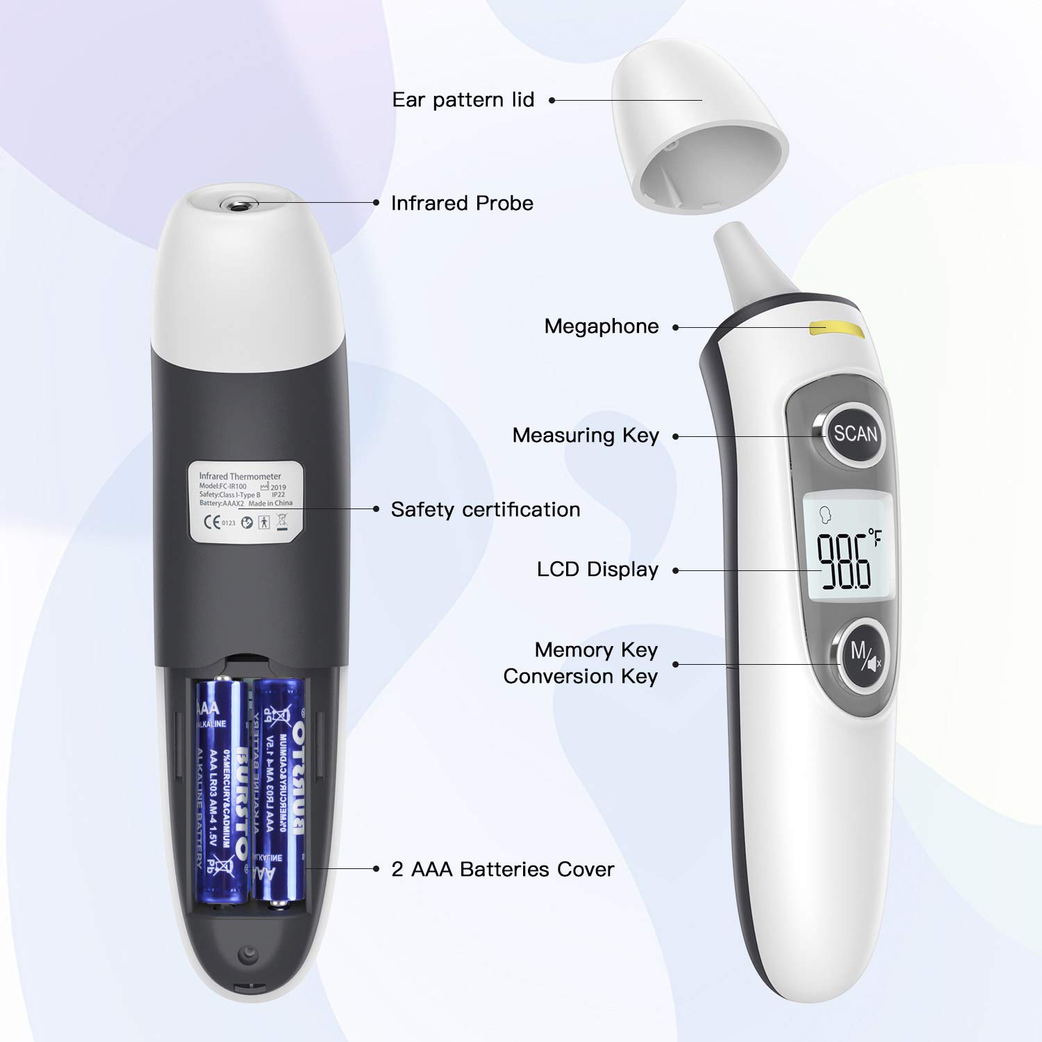 Touchless Forehead Thermometer for Adults, Infrared and Ear Thermometer for Fever, Babies, Children, Adults, Indoor and Outdoor Use: Industrial & Scientific