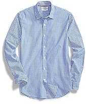 Goodthreads Men's Standard-Fit Long-Sleeve Summertime Gingham Shirt, Blue/White, Large