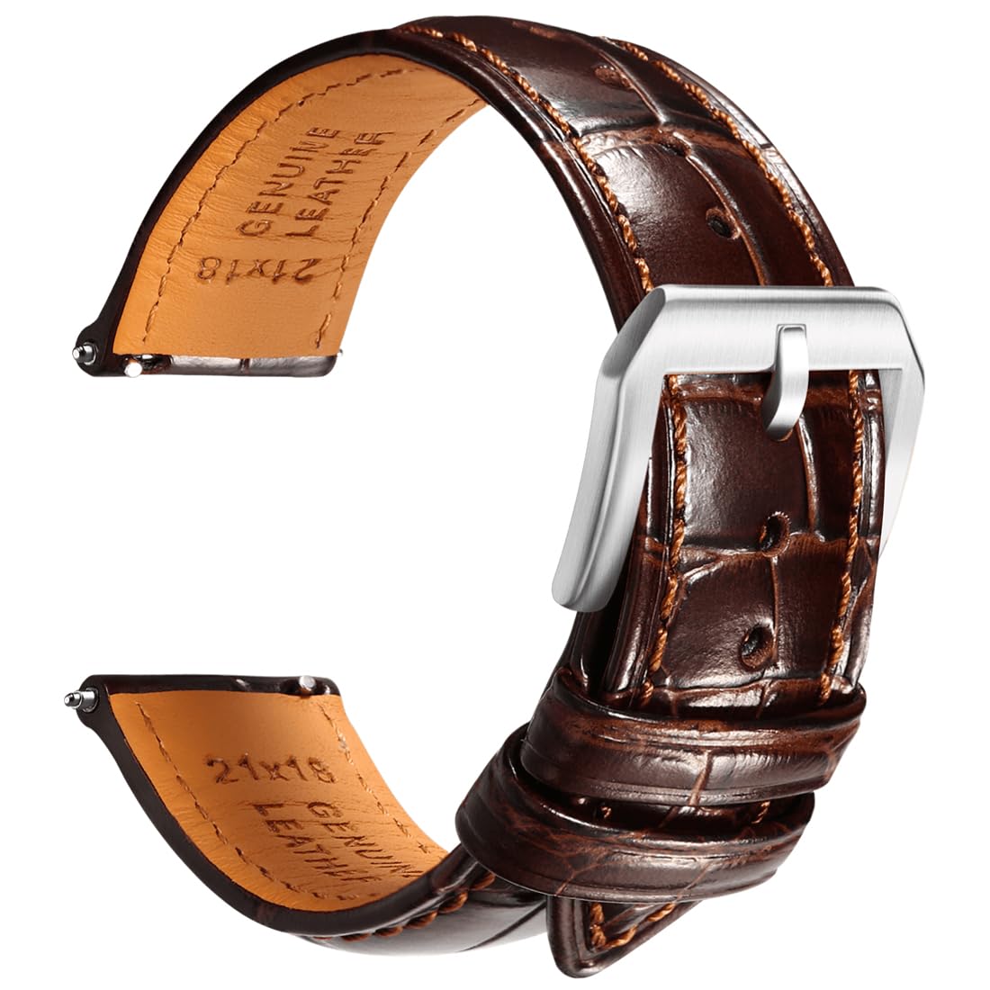 Photo 1 of REZERO Leather Watch Bands for Men, Quick Release Watch Straps, Luxury Italian Alligator Grain Embossed Band Replacements 19mm 20mm 21mm 22mm