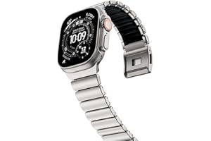 KADES Grade 2 Titanium Silicone Link Bands for Apple Watch Ultra 3/2/1 49mm 46mm 45mm 44mm, Magnetic Clasp Sport Metal Bracel