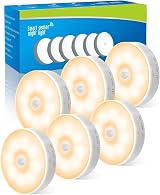 KALAHOL Motion Sensor Lights Indoor 6 Pack USB Rechargeable Warm 100 Lumen