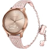 22mm Strap intended for Fossil Gen 6 (44mm) / Fossil Gen 5 5 Garrett HR/Julianna/Carlyle /Gen 5E (44mm), Bling Diamond Stainless Steel Watch Band Quick Release Adjustable Jewelry Bracelets Wristband (Rose pink)