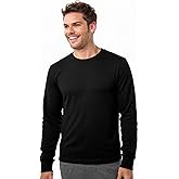 COUVER Men's Cotton Ribbed Cuff Crew Neck Long Sleeve T-Shirt