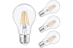 LXCOM LIGHTING A19 6W Dimmable Light Bulbs, 12V LED Light Bulb RV Camper Landscape Light Bulb, 2700K Warm White, Clear Antique LED Filament Bulb for Solar Battery System Lighting, RV, Marine LED Lights, 4 Pack