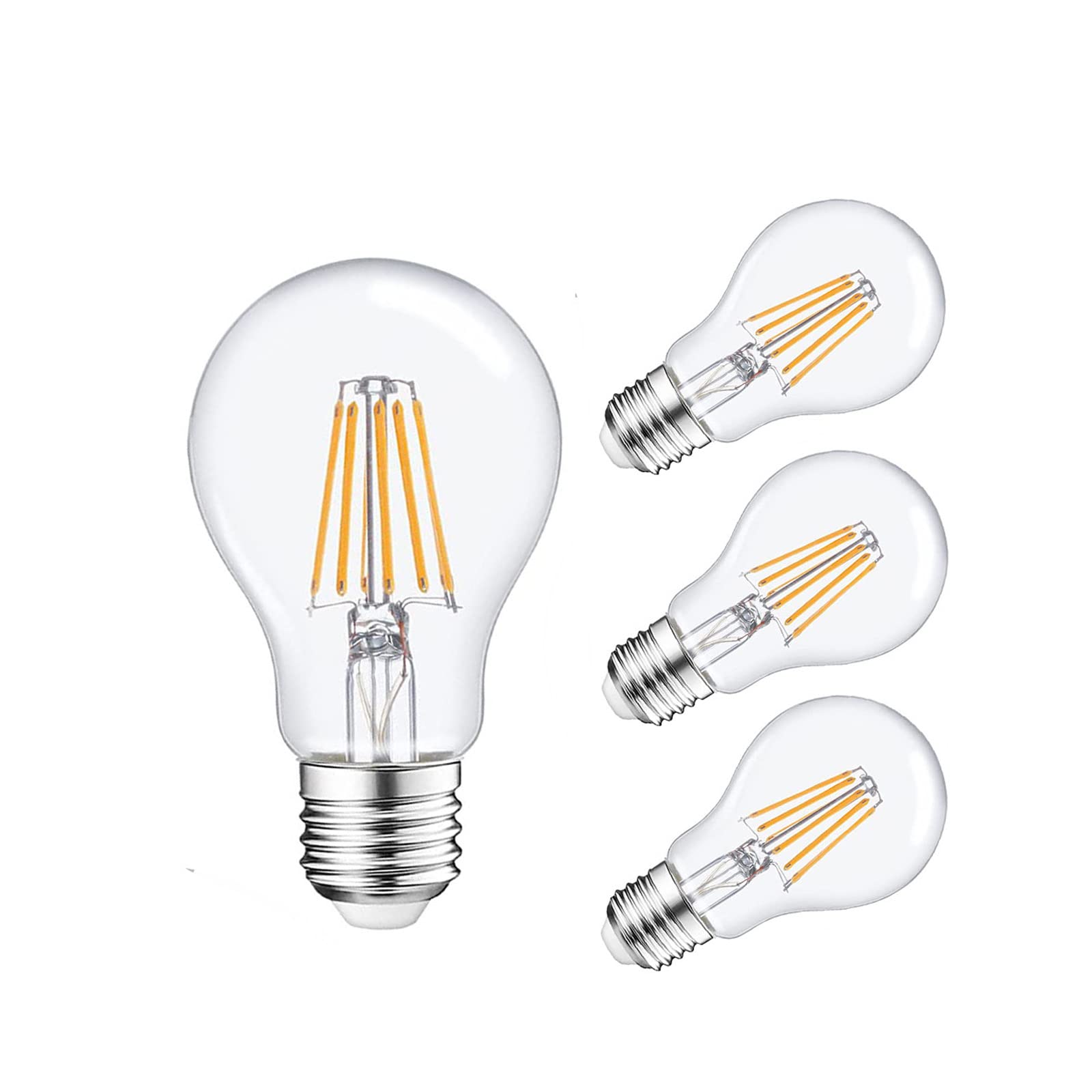 Photo 1 of A19 6W Dimmable Light Bulbs, 12V LED Light Bulb RV Camper Landscape Light Bulb, 2700K Warm White, Clear Antique LED Filament Bulb for Solar Battery System Lighting, RV, Marine LED Lights, 4 Pack