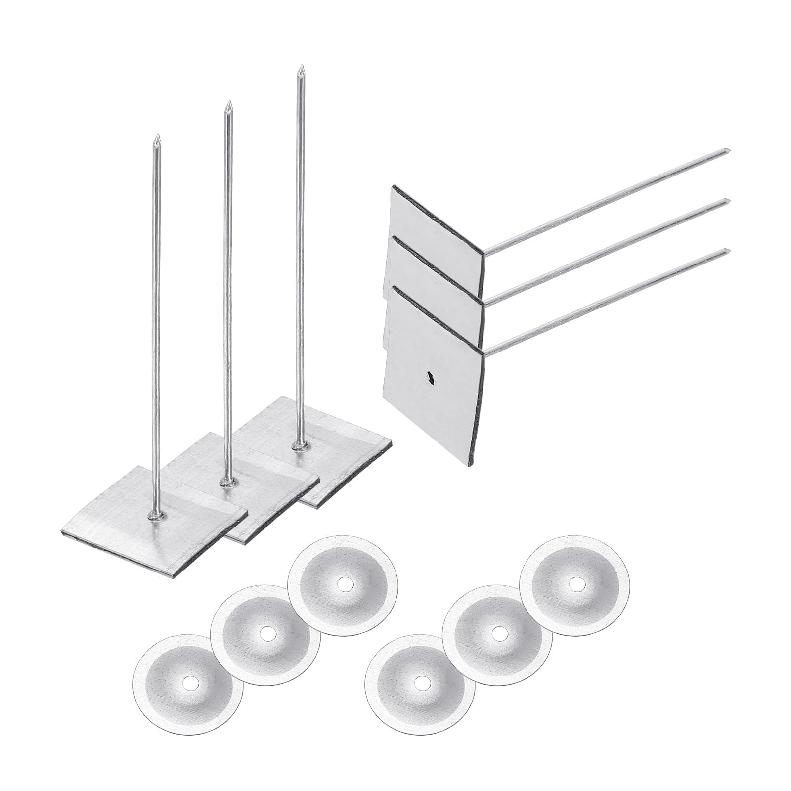 Photo 1 of PATIKIL 70mm Self Stick Insulation Pins, 50Sets 0.95in Washers Aluminum Insulation Hangers Cap Round Washers for Foam Board Wall Floor Ceiling