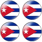 HSQCEZ 4 Pcs Cuba Flag Pin Round 1 Inch, Lapel Pins Souvenir Badge for Hat Clothes Backpack,Cubans Flag Brooch Accessories Party Favors,Patriotic Pin Accessories for Men/Women