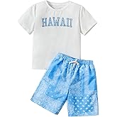 SOLY HUX Boys Boho Paisley Print Short Sleeve T Shirt and Shorts Set 2 Piece Outfits