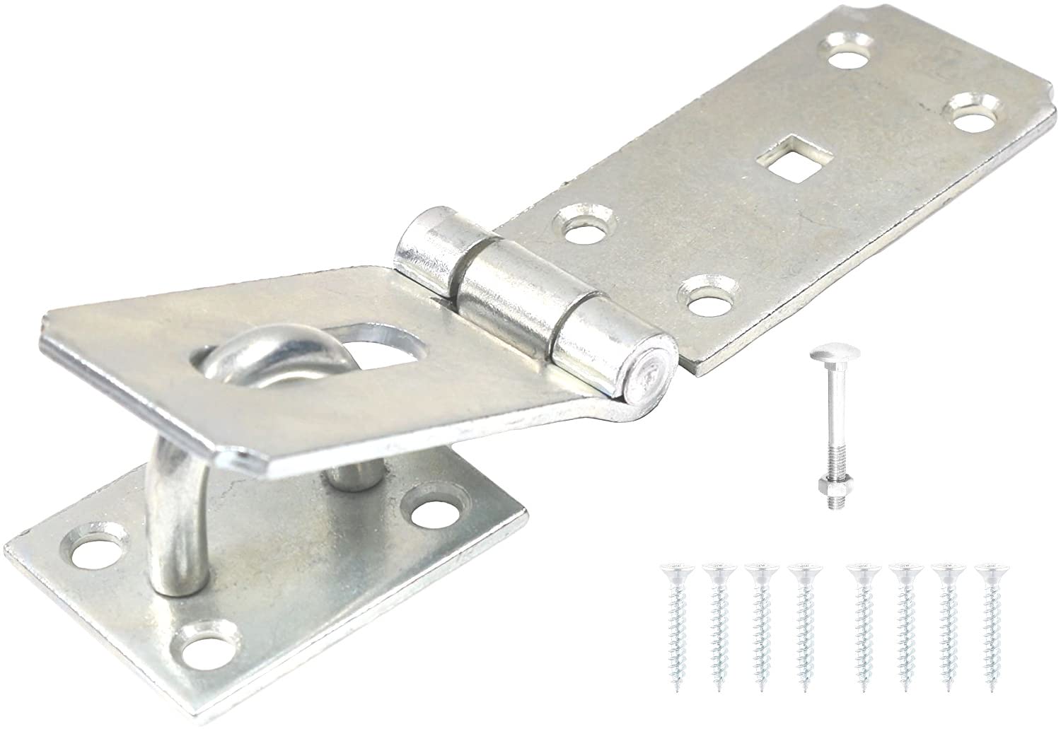 TERF® Heavy Duty Hasp and Staple Set Zinc 185mm Security Door Silver Padlock Latch including Fixing Screw For Use with Outdoor Cabinet Cupboard Cage Gate Shed Commercial and Multi Purpose Use - 185mm