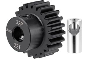 BRKRC Steel 32P 5mm Pinion Gear 11T-24T Motor Gears for 1/5 1/6 1/8 1/10 1/14 1/16 1/18 RC Buggy Monster Truck Drift Car Off-Road Crawler Parts (22T)