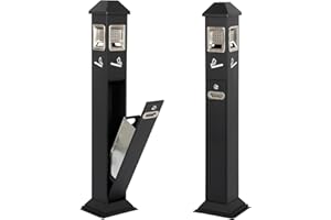 KUJIBGY Commercial Trash Can,47.24" Height Metal Garbage Bin Windproof Waste Bin with Removable Inner Bucket Waste Container 