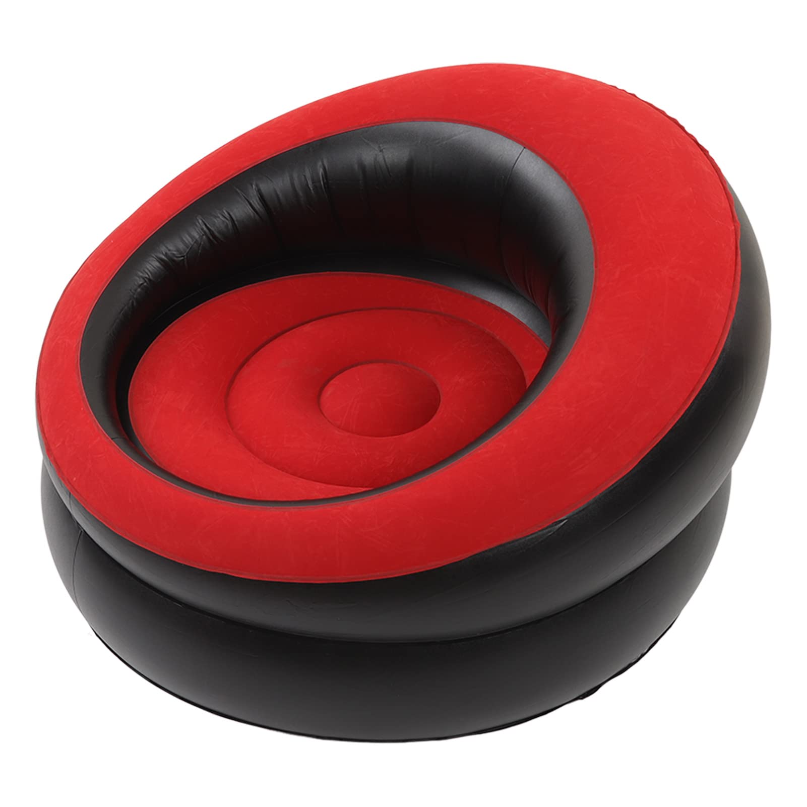 Inflatable Couch, Portable Ergonomic Flocking Air Sofa Simple Inflatable Chair Blow Up Couch Fast Inflation Lounge Chair Air Lazy Sofa for Living Room, Bedroom, Office, Travel (Red)