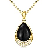 AINFQY Moonstone Necklace 925 Sterling Silver Cubic Zirconia Teardrop Pendant Necklace Jewelry for Women Girls