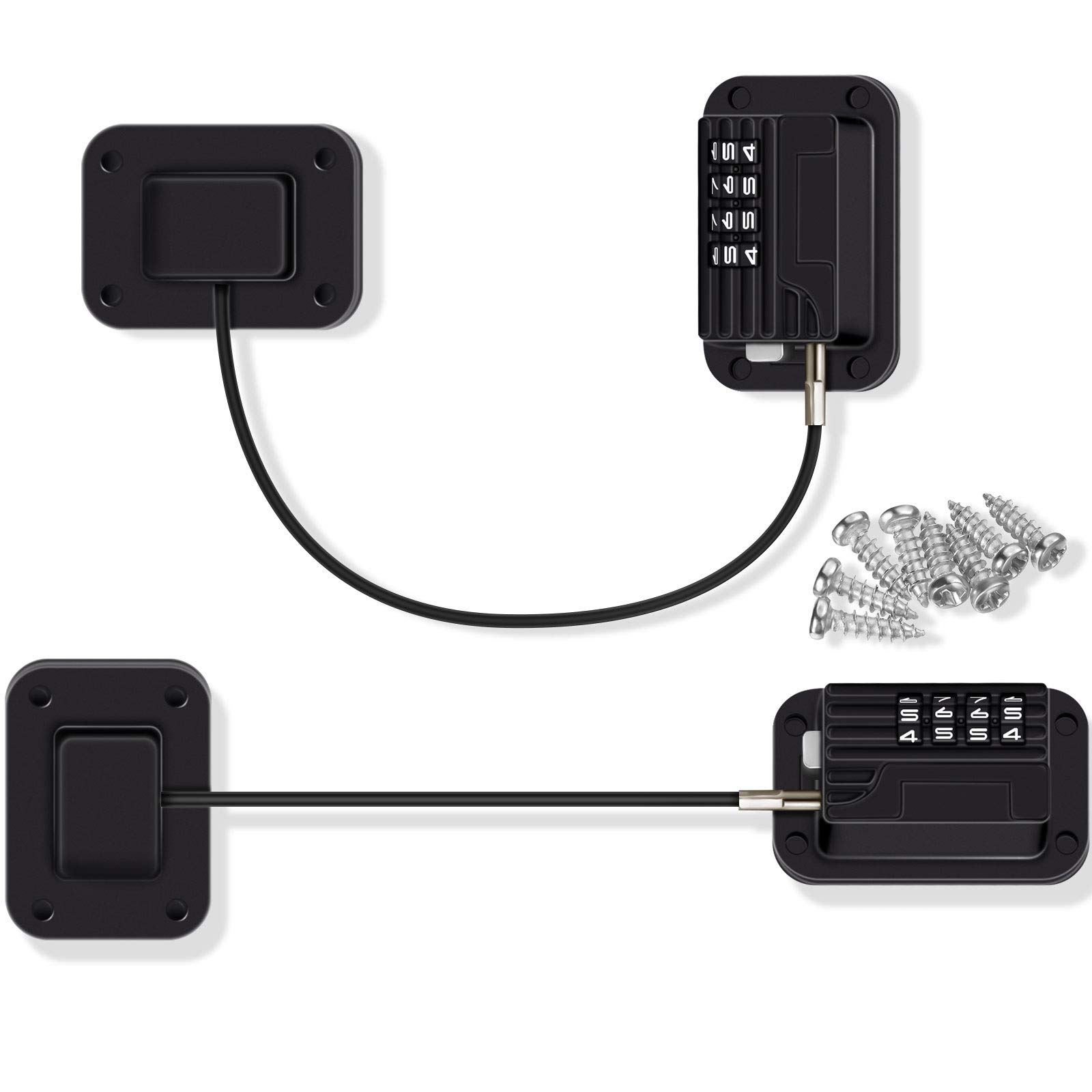 Photo 1 of Jetec 2 Pieces Refrigerator Lock 4 Number Coded Freezer Lock Adhesive Fridge Door Combination Safety Lockstitch for Refrigerators Freezers File Cabinets Drawer Refrigerator Door(Black)