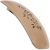 Camila Paris CP3438 French Hair Barrette Clip for Girls, Rubberized Automatic Clasp Strong Hold Grip Hair Clips for Women, No Slip and Durable Styling Girls Hair Accessories, Made in France (Beige)