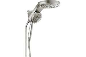 Delta Faucet HydroRain 5-Spray H2Okinetic Dual Shower Head with Handheld Spray, Brushed Nickel Shower Head with Hose, Handheld Shower Head, 2.5 GPM Flow Rate, Lumicoat Stainless 58680-SS-PR25