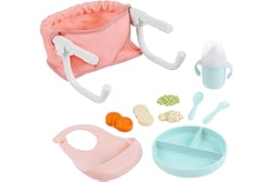LullaBaby - Doll Clip On Table Seat - 14-inch Baby Doll Accessories - Bib & Pretend Food - Imaginative Play - Toy for Kids 2 
