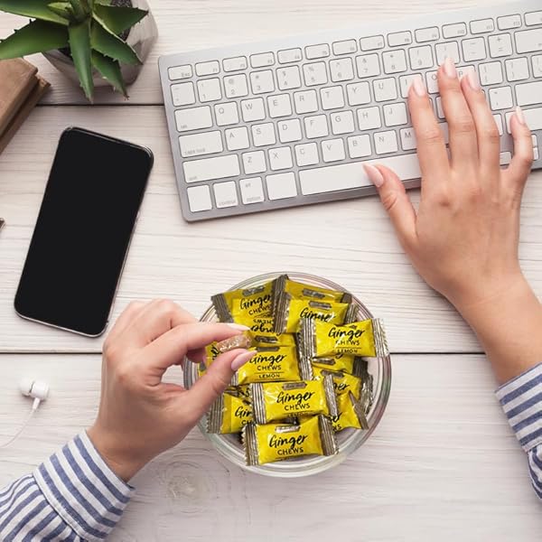 BALI’S BEST GINGER CHEWS – ZESTY LEMON (1LB JAR) NATURAL FLAVORS, SWEET SPICY CHEWY CANDIES, GREAT SNACKS FOR SHARING AND GIFT BASKETS