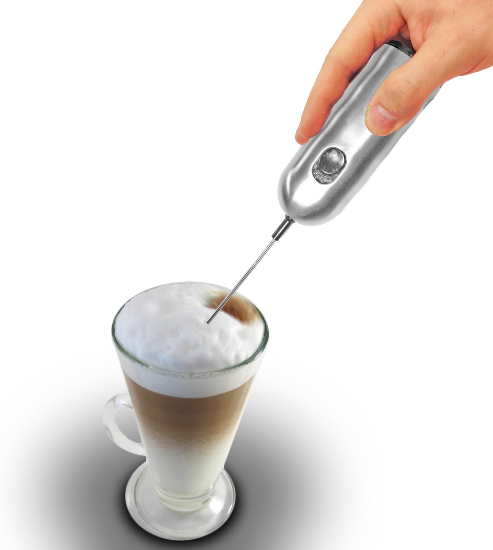 DELUXE STAINLESS STEEL MILK FROTHER - Best Handheld Milk Frother - Coffee Latte & Cappucino - Perfect Creamy Milk In Seconds - All Stainless Steel Construction - FULL Peace Of Mind Guarantee
