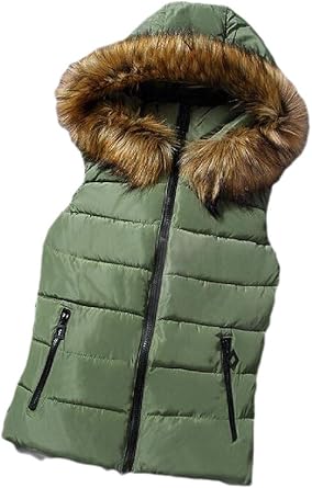 fur hooded gilet womens