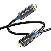 DavVision USB C Fiber Optic Cable with Side Screw Lock 33 FT, 10Gbps USB 3.2 Gen2 Active USB C Cable with German Chip,Ultra S