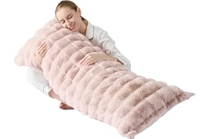 Shaggy Faux Fur Body Pillow,Fluffy Bed Pillow with Zipper Closure,Soft Decorative Plush Full Long Pillows,Fuzzy Hug Pillow fo