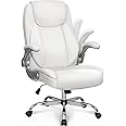NEO CHAIR Ergonomic Office Desk Gaming Computer Chair Executive High Back Support Flip-up Arms Adjustable Height Swivel Rolling Wheels Comfy PU Leather for Home (White)