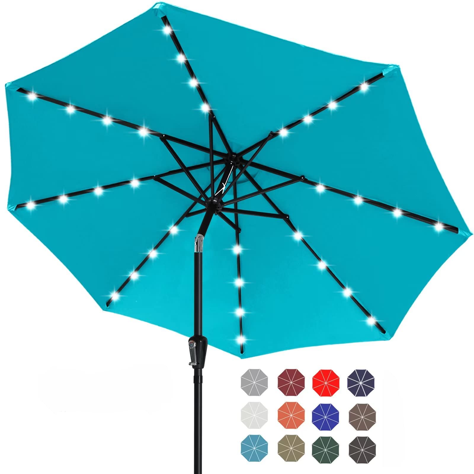 Photo 1 of ***LIGHTS ARE NON- FUNCIONAL*** ABCCANOPY Durable Solar Led Patio Umbrellas with 32LED Lights 11FT (Turquoise)